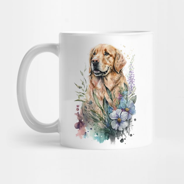 Pet Dog Portrait, Dog Owner Gift Idea, Cute Golden Retriever Watercolor Dog Portrait by Edit Print Go